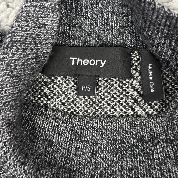 Theory Poncho Womens Petite Small Plaid Grey Wool Knit Florencia Oversized - Picture 11 of 13